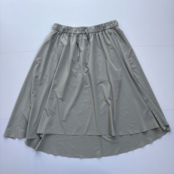 Lululemon Time to Flounce Hi-Lo Skirt Women 12 Green Elastic Waist Midi Flowy - Picture 3 of 10